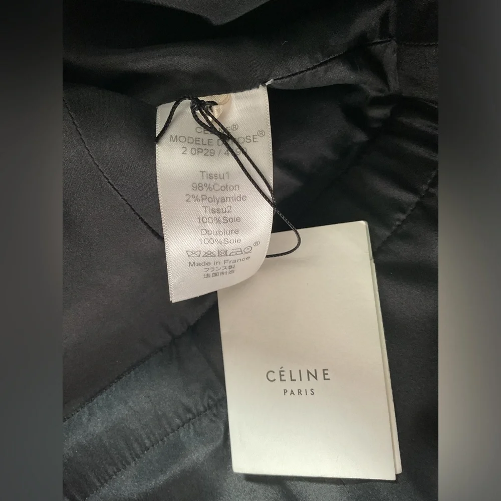 CELINE Phoebe Philo black cotton jacquard waterfall peplum top size 40/US10 - Picture 3 of 4